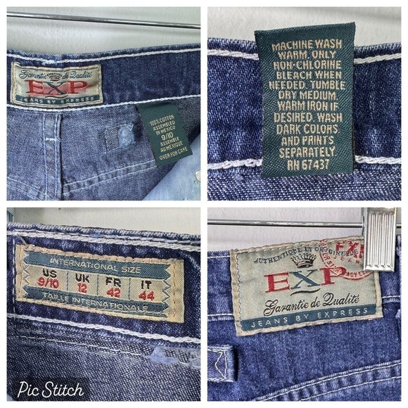 VTG EXP Express Jeans 90s High Waisted Mom Shorts Dark Wash Denim Juniors' 9/10 - Picture 9 of 12